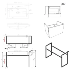 Harbour Status 500mm Wall Hung Vanity Unit & Basin - Gloss White With Matt Black Frame 15 Harbour Status 500mm Wall Hung Vanity Unit & Basin - Gloss White With Matt Black Frame -TAP WAREHOUSE Shop harbour status 500mm unit frame technical drawing