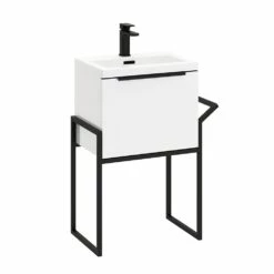 Harbour Status 500mm Wall Hung Vanity Unit & Basin - Gloss White With Matt Black Frame 10 Harbour Status 500mm Wall Hung Vanity Unit & Basin - Gloss White With Matt Black Frame -TAP WAREHOUSE Shop harbour status 500mm white unit matt black frame