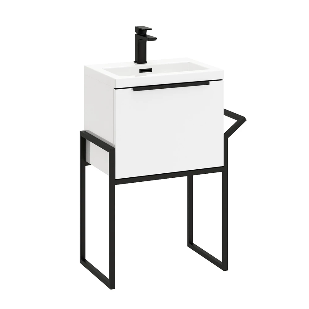 Harbour Status 500mm Wall Hung Vanity Unit & Basin - Gloss White With Matt Black Frame 4 Harbour Status 500mm Wall Hung Vanity Unit & Basin - Gloss White With Matt Black Frame - Image 2
