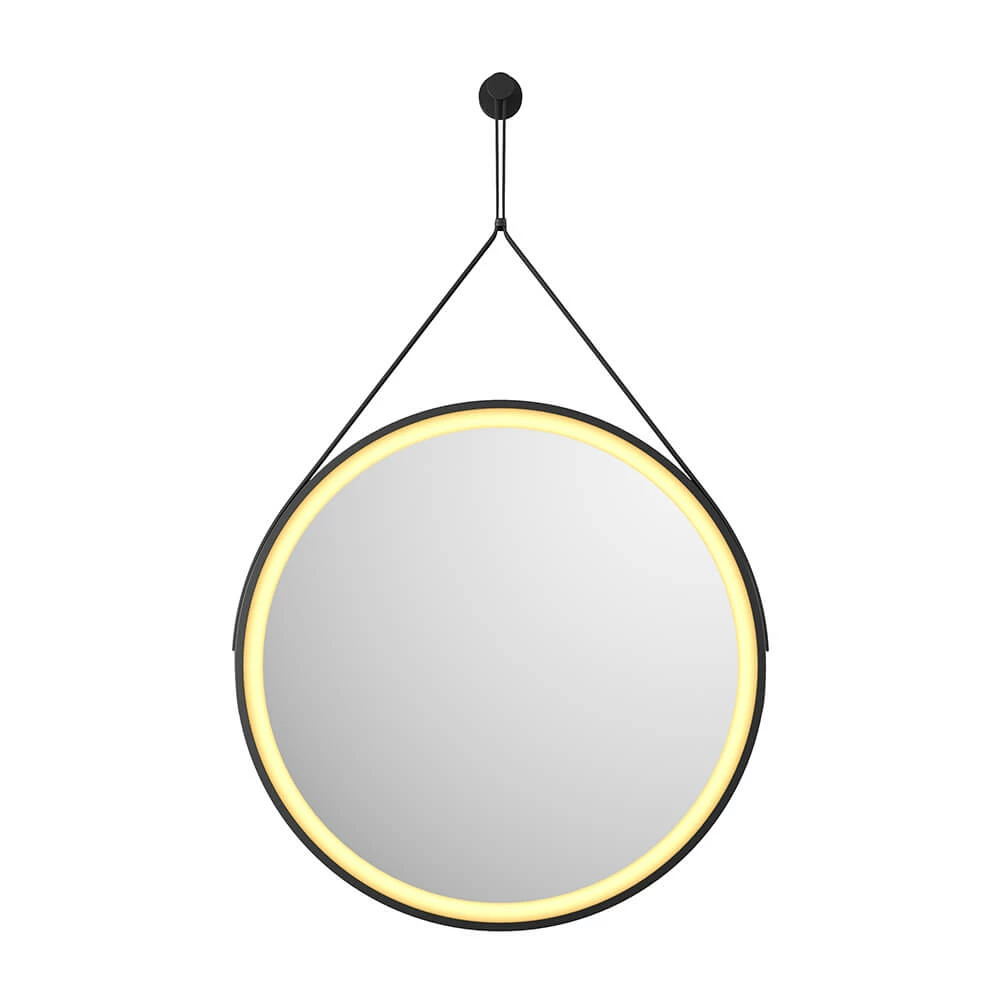 Harbour Status LED Illuminated Black Frame Round Mirror With Demister Pad, Colour Change LEDs & Strap - 600mm 4 Harbour Status LED Illuminated Black Frame Round Mirror With Demister Pad, Colour Change LEDs & Strap - 600mm - Image 2