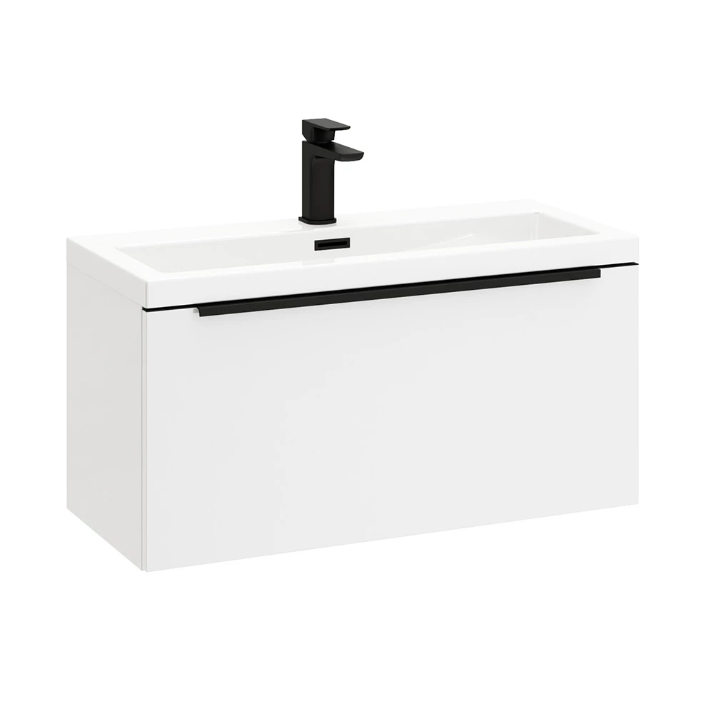 Harbour Status 800mm Wall Hung Vanity Unit & Basin - Gloss White With Matt Black Handle 4 Harbour Status 800mm Wall Hung Vanity Unit & Basin - Gloss White With Matt Black Handle - Image 2