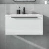 Harbour Status 800mm Wall Hung Vanity Unit & Basin - Gloss White With Matt Black Handle 1 Harbour Status 800mm Wall Hung Vanity Unit & Basin - Gloss White With Matt Black Handle -TAP WAREHOUSE Shop harbour status 800mm gloss white vanity unit black handle primary lifestyle
