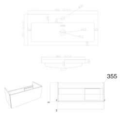 Harbour Status 800mm Wall Hung Vanity Unit & Basin - Gloss White With Matt Black Frame -TAP WAREHOUSE Shop harbour status 800mm wall unit basin handle tech 1