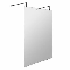 Vellamo City 8mm Matt Black Easy Clean Freestanding Walk In Panel & Two Support Arms - 700mm -TAP WAREHOUSE Shop harbour status 8mm matt black wetroom screen two support arms 1400mm cutout