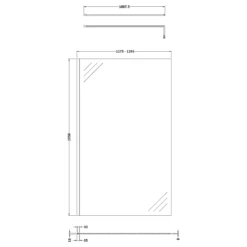 Vellamo City 8mm Matt Black Easy Clean Walk In Panel & Hinged Return - 1100mm 31 Vellamo City 8mm Matt Black Easy Clean Walk In Panel & Hinged Return - 1100mm -TAP WAREHOUSE Shop harbour status 8mm wetroom screen support arm 1200mm technical drawing 2