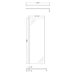 Harbour Alchemy 8mm Easy Clean Walk In Panel & Hinged Return - 900mm 29 Harbour Alchemy 8mm Easy Clean Walk In Panel & Hinged Return - 900mm -TAP WAREHOUSE Shop harbour status 8mm wetroom screen support arm 700mm technical drawing 1
