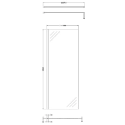 Vellamo City 8mm Matt Black Easy Clean Walk In Panel & Hinged Return - 1100mm 27 Vellamo City 8mm Matt Black Easy Clean Walk In Panel & Hinged Return - 1100mm -TAP WAREHOUSE Shop harbour status 8mm wetroom screen support arm 800mm technical drawing 2