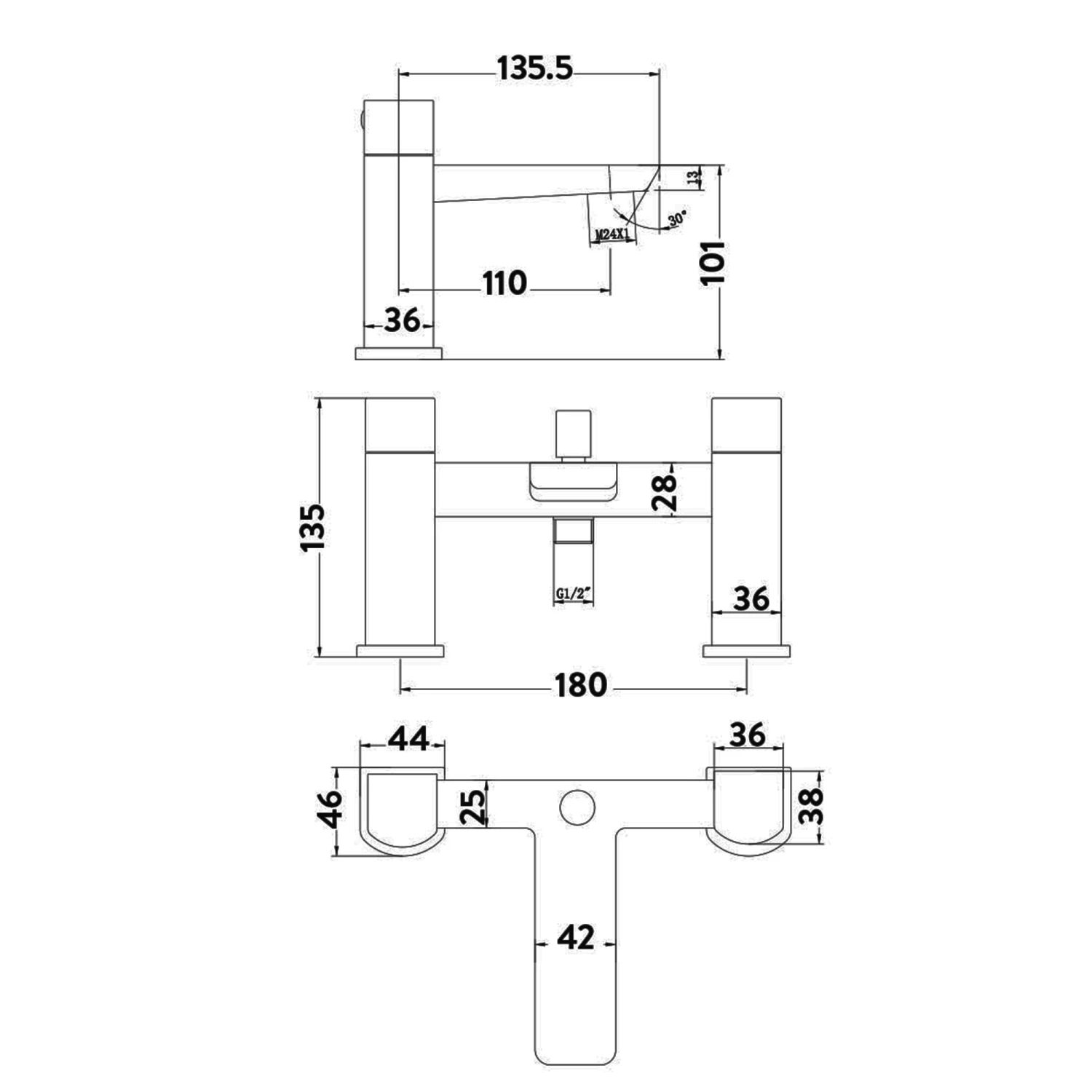 Harbour Status Chrome Bath Shower Mixer Tap & Shower Kit 4 Harbour Status Chrome Bath Shower Mixer Tap & Shower Kit - Image 2