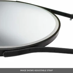 Harbour Status LED Illuminated Black Frame Round Mirror With Demister Pad, Colour Change LEDs & Strap - 600mm 9 Harbour Status LED Illuminated Black Frame Round Mirror With Demister Pad, Colour Change LEDs & Strap - 600mm -TAP WAREHOUSE Shop harbour status black round led mirror strap detail