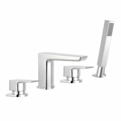 Harbour Status Chrome 4 Hole Bath Mixer With Pull Out Handset & Shower Kit