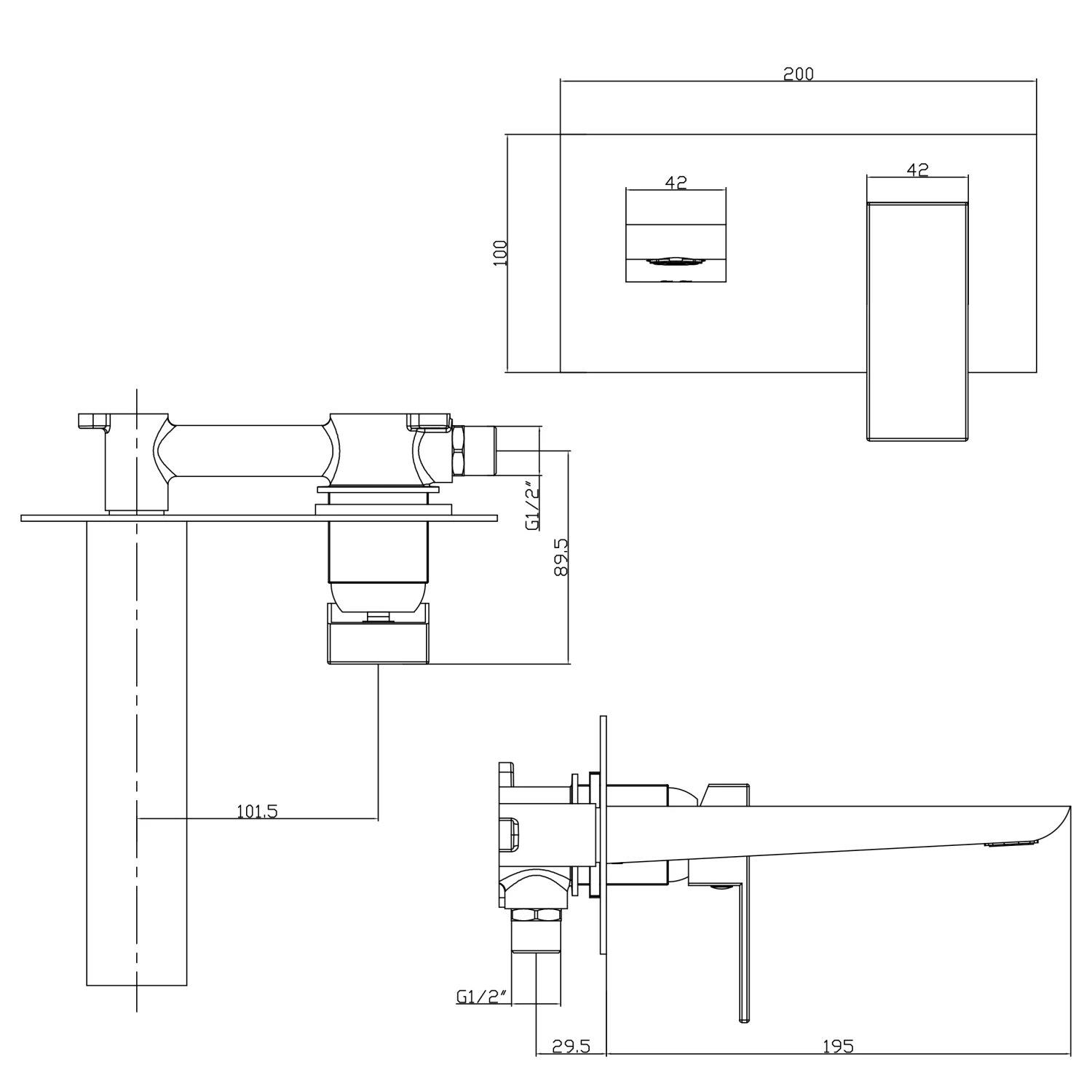 Harbour Status Chrome Wall Mounted Basin Mixer Tap 4 Harbour Status Chrome Wall Mounted Basin Mixer Tap - Image 2