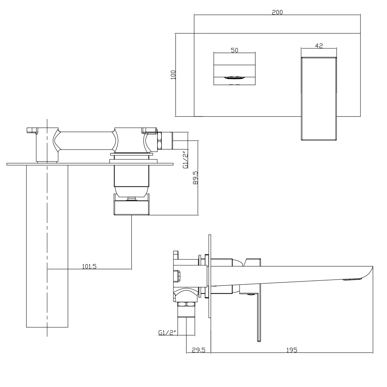 Harbour Status Chrome Wall Mounted Bath Mixer Tap 4 Harbour Status Chrome Wall Mounted Bath Mixer Tap - Image 2