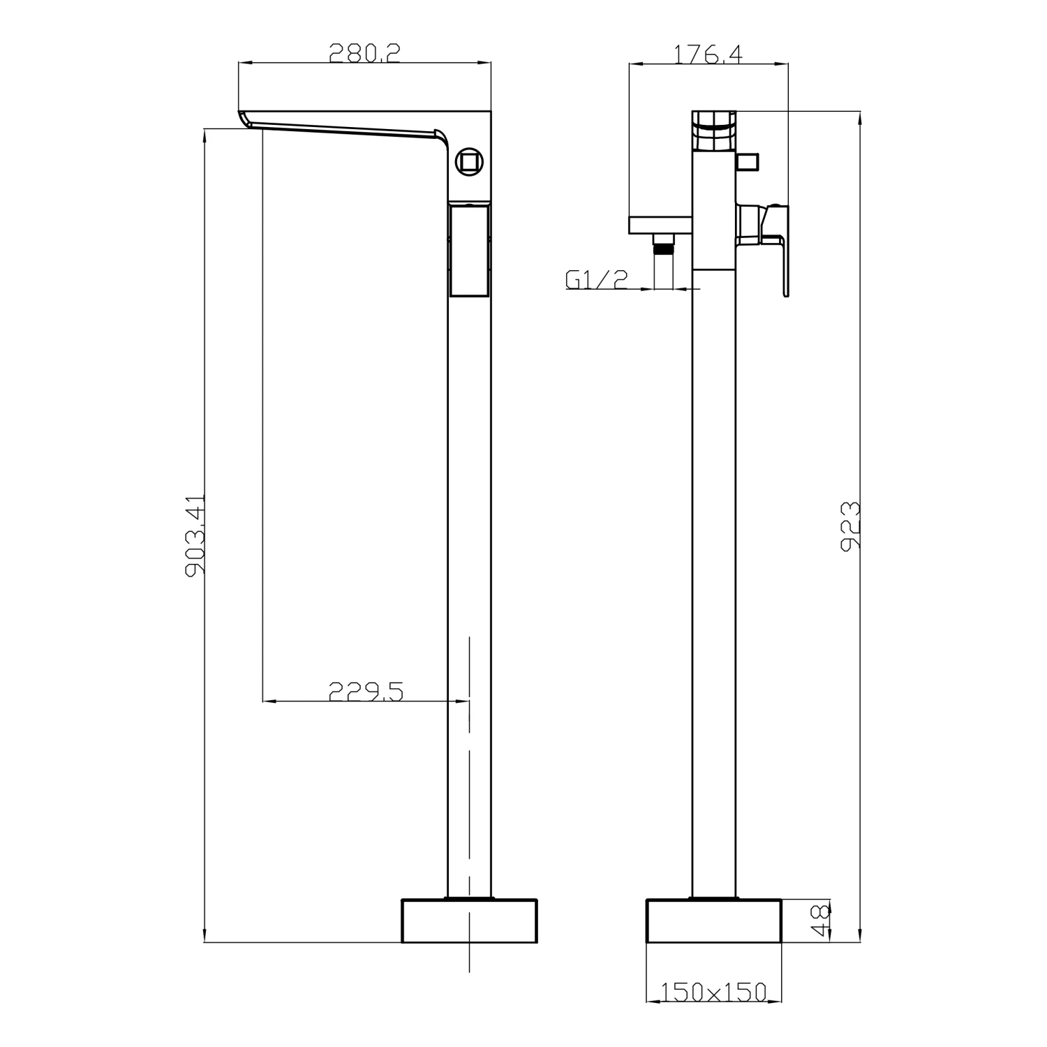 Harbour Status Chrome Floorstanding Bath Shower Mixer Tap 4 Harbour Status Chrome Floorstanding Bath Shower Mixer Tap - Image 2