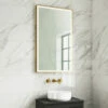 Harbour Status LED Illuminated Brushed Brass Framed Mirror With Demister Pad, Bluetooth & Colour Change LEDs - 600 X 1000mm -TAP WAREHOUSE Shop harbour status led brushed brass rectangular mirror day lifestyle