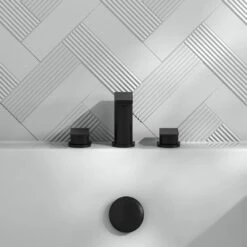 Harbour Status Matt Black 3 Hole Bath Mixer Tap