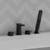 Harbour Status Matt Black 4 Hole Bath Mixer With Pull Out Handset -TAP WAREHOUSE Shop harbour status matt black 4hole bath shower mixer lifestyle1