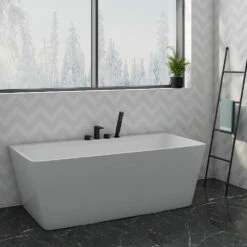 Harbour Status Matt Black 4 Hole Bath Mixer With Pull Out Handset -TAP WAREHOUSE Shop harbour status matt black 4hole bath shower mixer lifestyle2