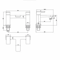 Harbour Status Matt Black Bath Mixer Tap 9 Harbour Status Matt Black Bath Mixer Tap -TAP WAREHOUSE Shop harbour status matt black bath filler tech drawing
