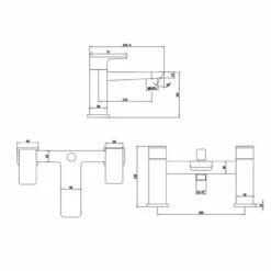 Harbour Status Matt Black Bath Shower Mixer Tap 9 Harbour Status Matt Black Bath Shower Mixer Tap -TAP WAREHOUSE Shop harbour status matt black bath shower mixer tech drawing
