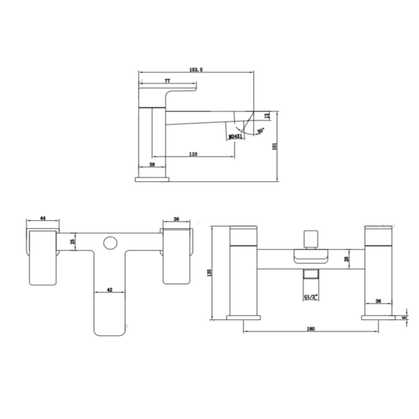 Harbour Status Matt Black Bath Shower Mixer Tap 6 Harbour Status Matt Black Bath Shower Mixer Tap - Image 4