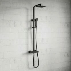 Harbour Status Matt Black Thermostatic Exposed Shower Kit