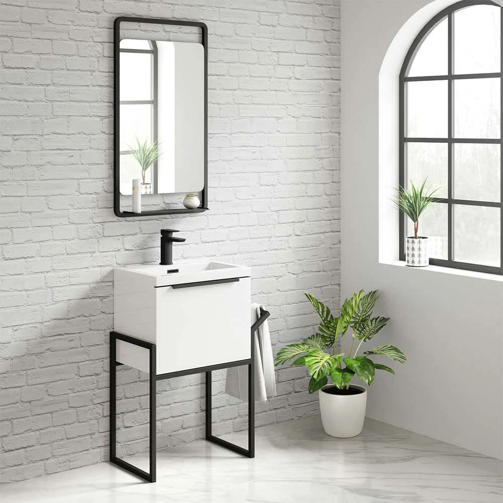 Harbour Status 500mm Wall Hung Vanity Unit & Basin - Gloss White With Matt Black Frame 6 Harbour Status 500mm Wall Hung Vanity Unit & Basin - Gloss White With Matt Black Frame - Image 4