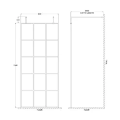 Vellamo City 8mm Easy Clean Matt Black Framed Freestanding Walk In Panel - 900mm 22 Vellamo City 8mm Easy Clean Matt Black Framed Freestanding Walk In Panel - 900mm -TAP WAREHOUSE Shop harbour status matt black framed freestanding walk in panel 900mm technical drawing