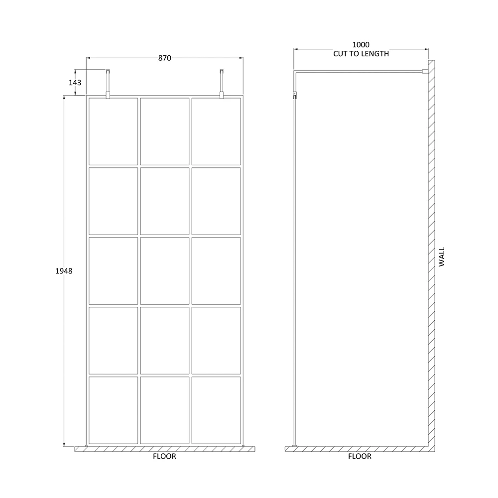 Vellamo City 8mm Easy Clean Matt Black Framed Freestanding Walk In Panel - 900mm 10 Vellamo City 8mm Easy Clean Matt Black Framed Freestanding Walk In Panel - 900mm - Image 8