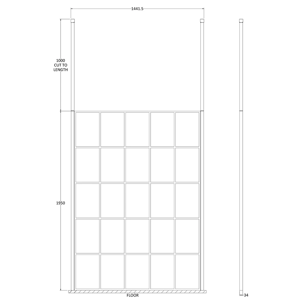 Vellamo City 8mm Easy Clean Matt Black Framed Freestanding Walk In Panel & Ceiling Posts - 700mm 16 Vellamo City 8mm Easy Clean Matt Black Framed Freestanding Walk In Panel & Ceiling Posts - 700mm - Image 14