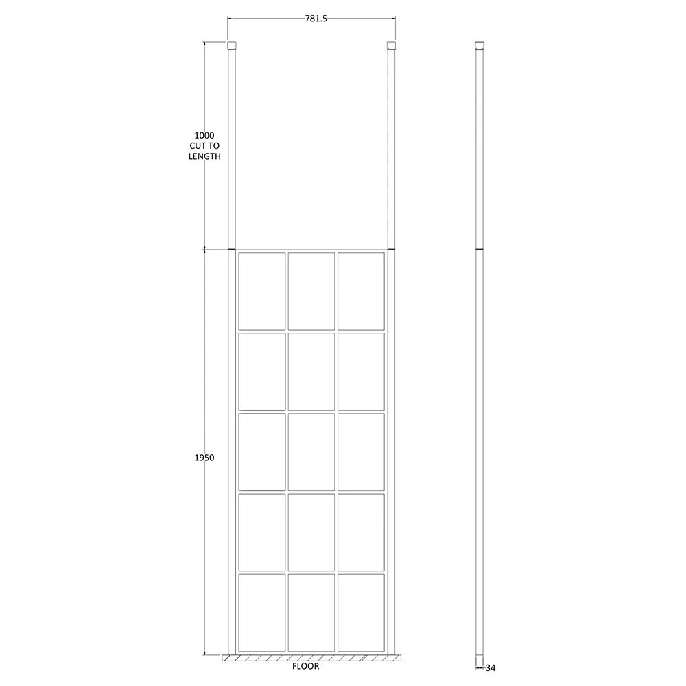 Vellamo City 8mm Easy Clean Matt Black Framed Freestanding Walk In Panel & Ceiling Posts - 700mm 10 Vellamo City 8mm Easy Clean Matt Black Framed Freestanding Walk In Panel & Ceiling Posts - 700mm - Image 8