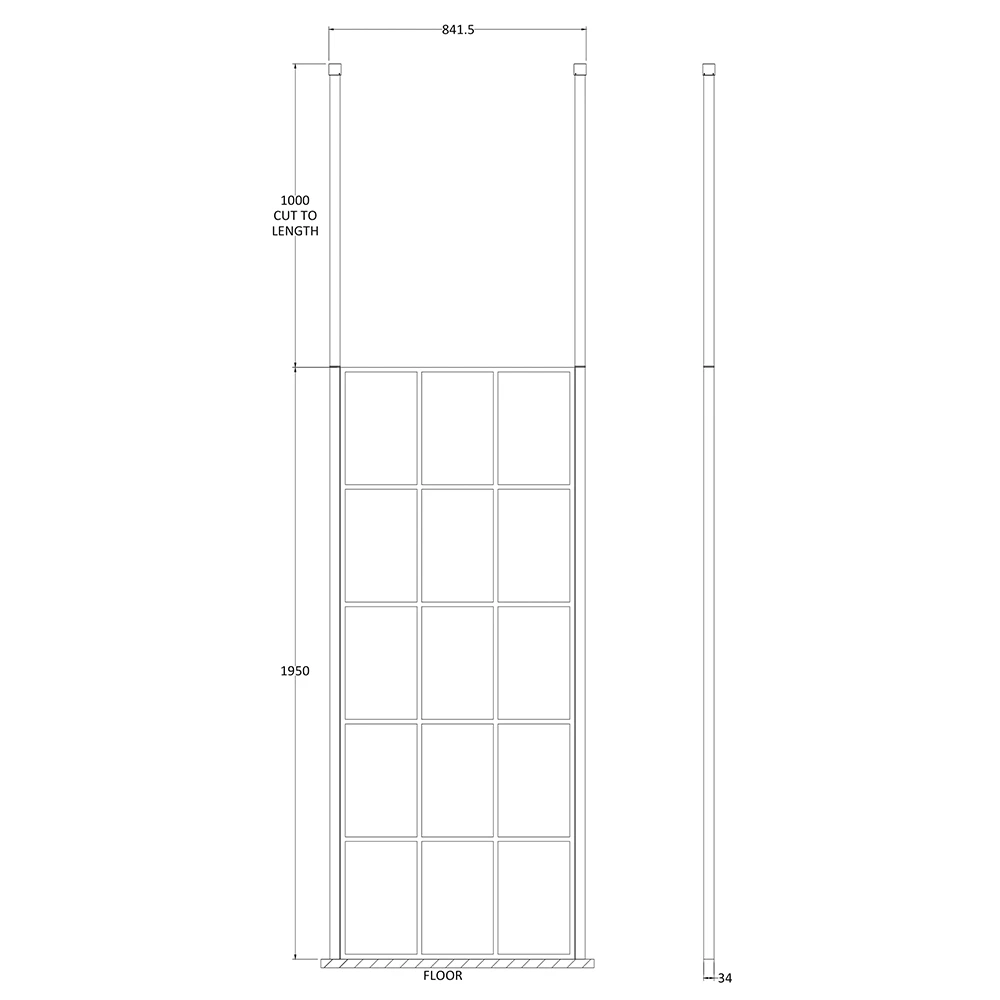 Vellamo City 8mm Easy Clean Matt Black Framed Freestanding Walk In Panel & Ceiling Posts - 700mm 11 Vellamo City 8mm Easy Clean Matt Black Framed Freestanding Walk In Panel & Ceiling Posts - 700mm - Image 9