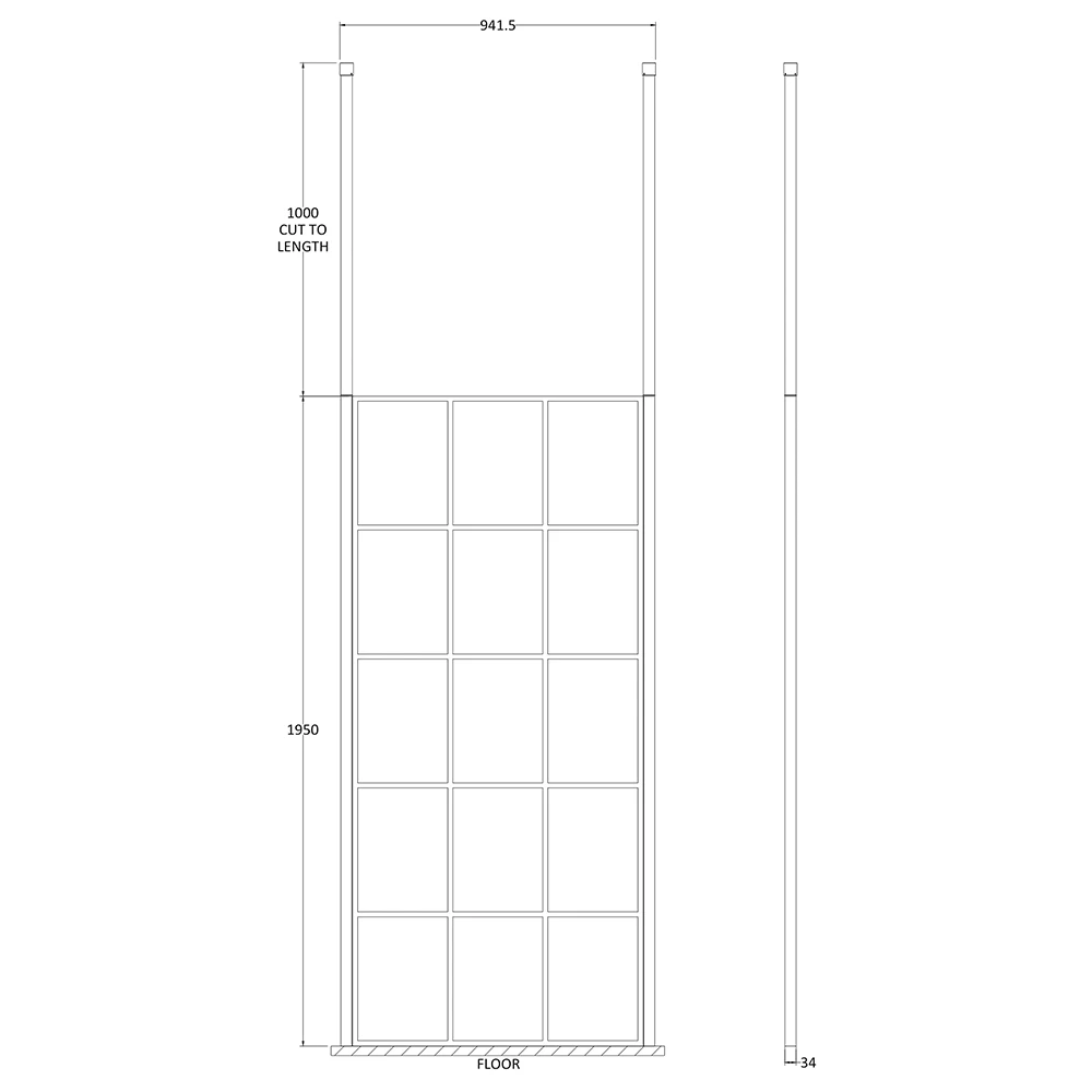 Vellamo City 8mm Easy Clean Matt Black Framed Freestanding Walk In Panel & Ceiling Posts - 700mm 12 Vellamo City 8mm Easy Clean Matt Black Framed Freestanding Walk In Panel & Ceiling Posts - 700mm - Image 10