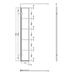 Vellamo City 8mm Easy Clean Matt Black Framed Walk In Panel & Fixed Return Panel - 1100mm -TAP WAREHOUSE Shop harbour status matt black framed wetroom hinged return screen 300mm technical drawing