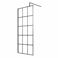 Vellamo City 8mm Easy Clean Matt Black Framed Walk In Panel & Fixed Return Panel - 1100mm -TAP WAREHOUSE Shop harbour status matt black framed wetroom screen 700mm 760mm 800mm 900mm cutout 1