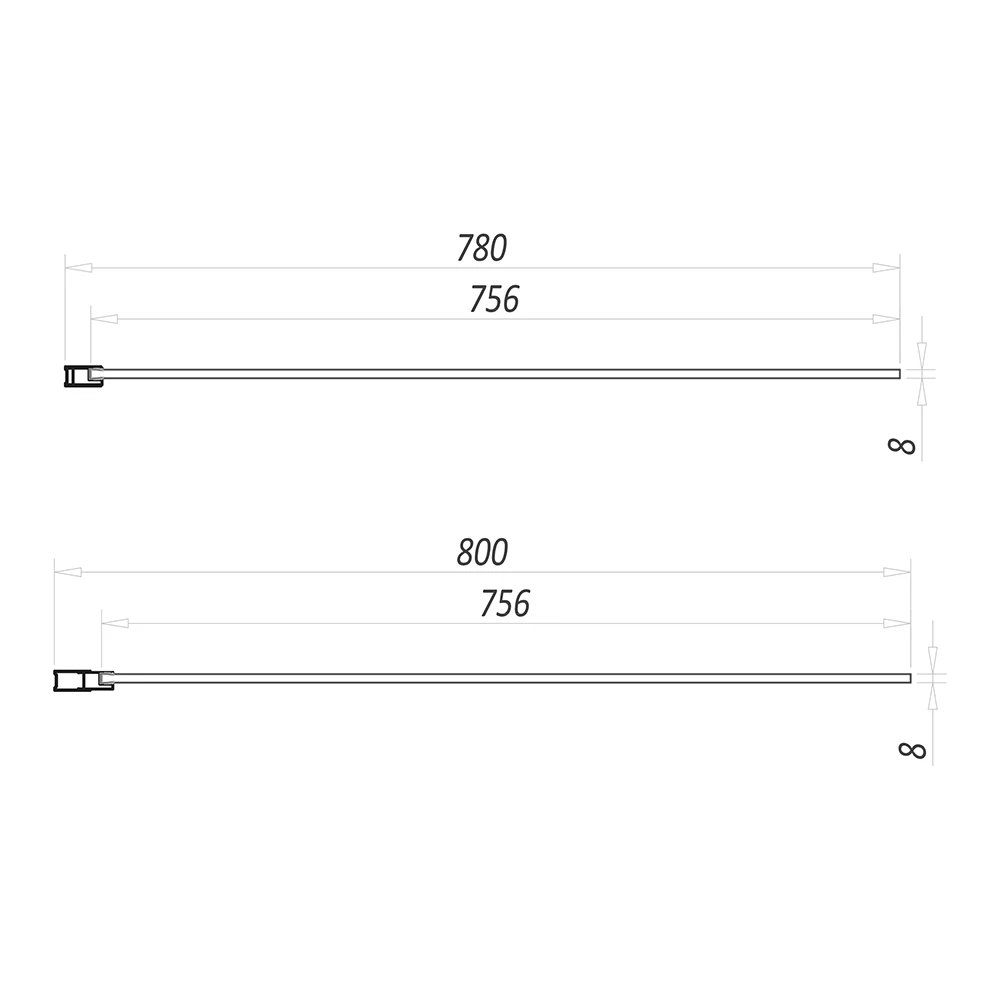 Harbour Status Matt Black 8mm Walk In Front/Side Panel - 800mm 6 Harbour Status Matt Black 8mm Walk In Front/Side Panel - 800mm - Image 4