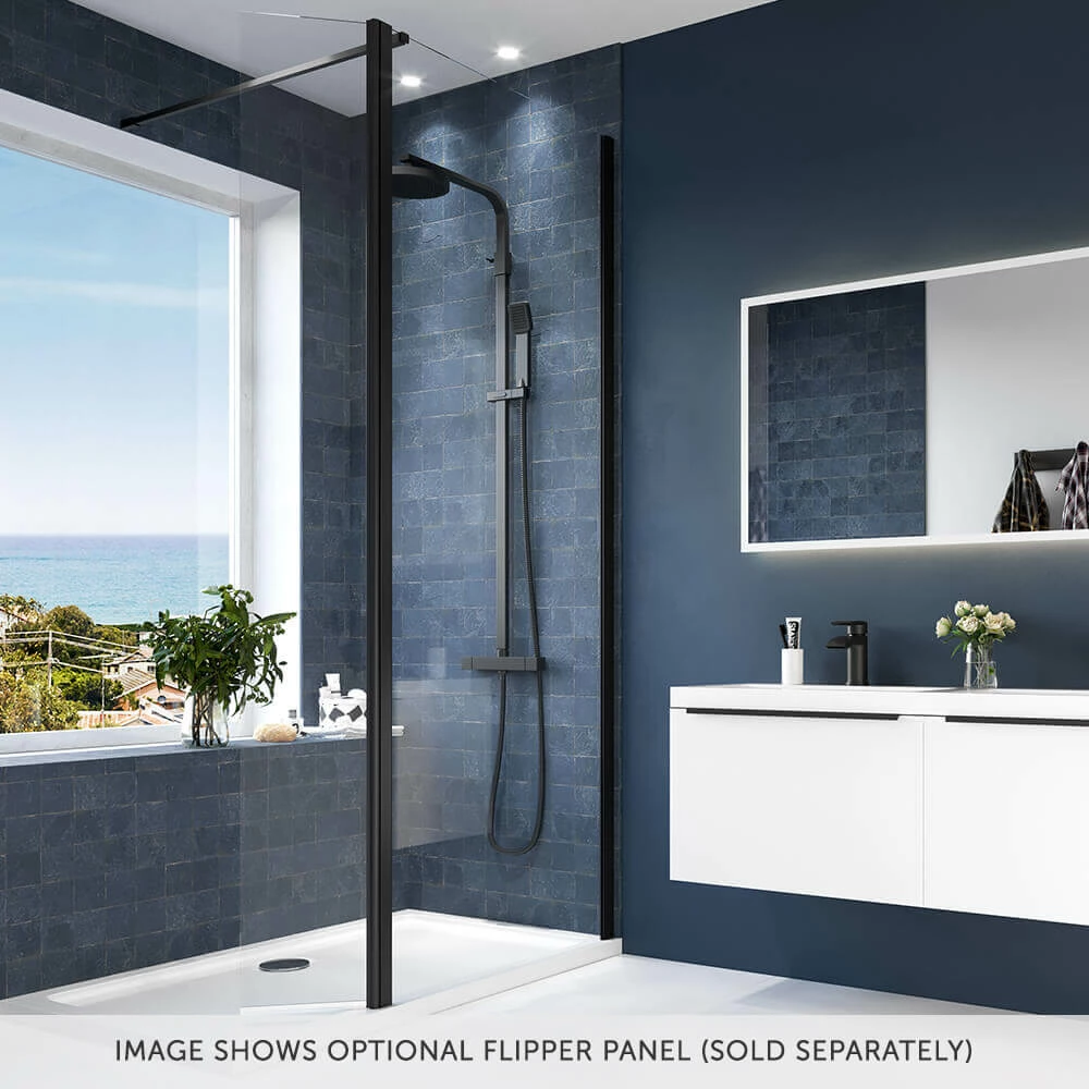 Harbour Status Matt Black 8mm Walk In Front/Side Panel - 800mm 5 Harbour Status Matt Black 8mm Walk In Front/Side Panel - 800mm - Image 3