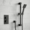 Harbour Status Concealed Thermostatic Valve & Slide Rail Kit -TAP WAREHOUSE Shop harbour status matt black slide rail kit lifestyle v2