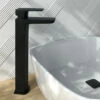 Harbour Status Matt Black Tall Basin Tap 1 Harbour Status Matt Black Tall Basin Tap -TAP WAREHOUSE Shop harbour status matt black tall basin mixer lifestyle1