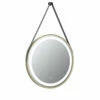 Harbour Status LED Illuminated Brushed Brass Round Mirror With Demister Pad, Colour Change Lights & Strap - 600mm 1 Harbour Status LED Illuminated Brushed Brass Round Mirror With Demister Pad, Colour Change Lights & Strap - 600mm -TAP WAREHOUSE Shop harbour status round led touch button mirror cutout