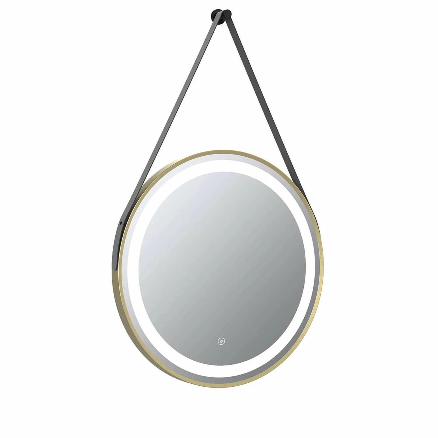 Harbour Status LED Illuminated Brushed Brass Round Mirror With Demister Pad, Colour Change Lights & Strap - 600mm 3 Harbour Status LED Illuminated Brushed Brass Round Mirror With Demister Pad, Colour Change Lights & Strap - 600mm