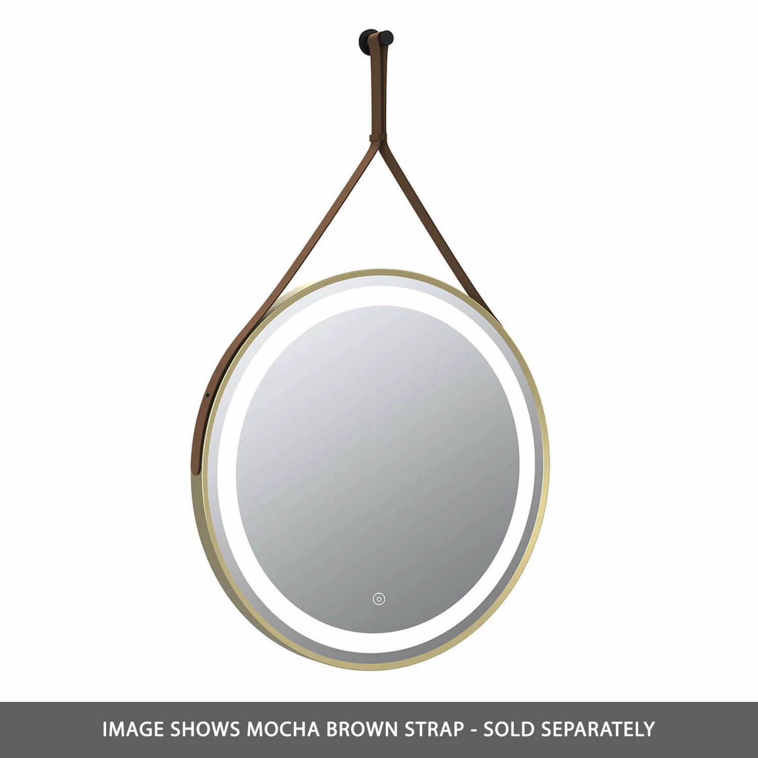 Harbour Status LED Illuminated Brushed Brass Round Mirror With Demister Pad, Colour Change Lights & Strap - 600mm 5 Harbour Status LED Illuminated Brushed Brass Round Mirror With Demister Pad, Colour Change Lights & Strap - 600mm - Image 3