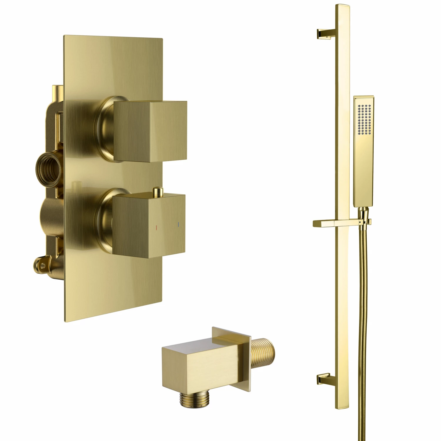 Harbour Status Brushed Brass Concealed Shower Valve & Slide Rail Shower Kit 4 Harbour Status Brushed Brass Concealed Shower Valve & Slide Rail Shower Kit - Image 2