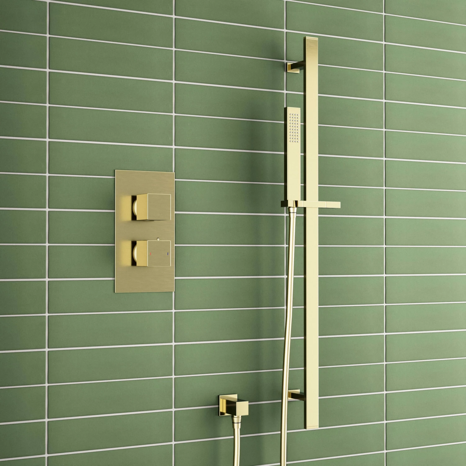 Harbour Status Brushed Brass Concealed Shower Valve & Slide Rail Shower Kit 3 Harbour Status Brushed Brass Concealed Shower Valve & Slide Rail Shower Kit