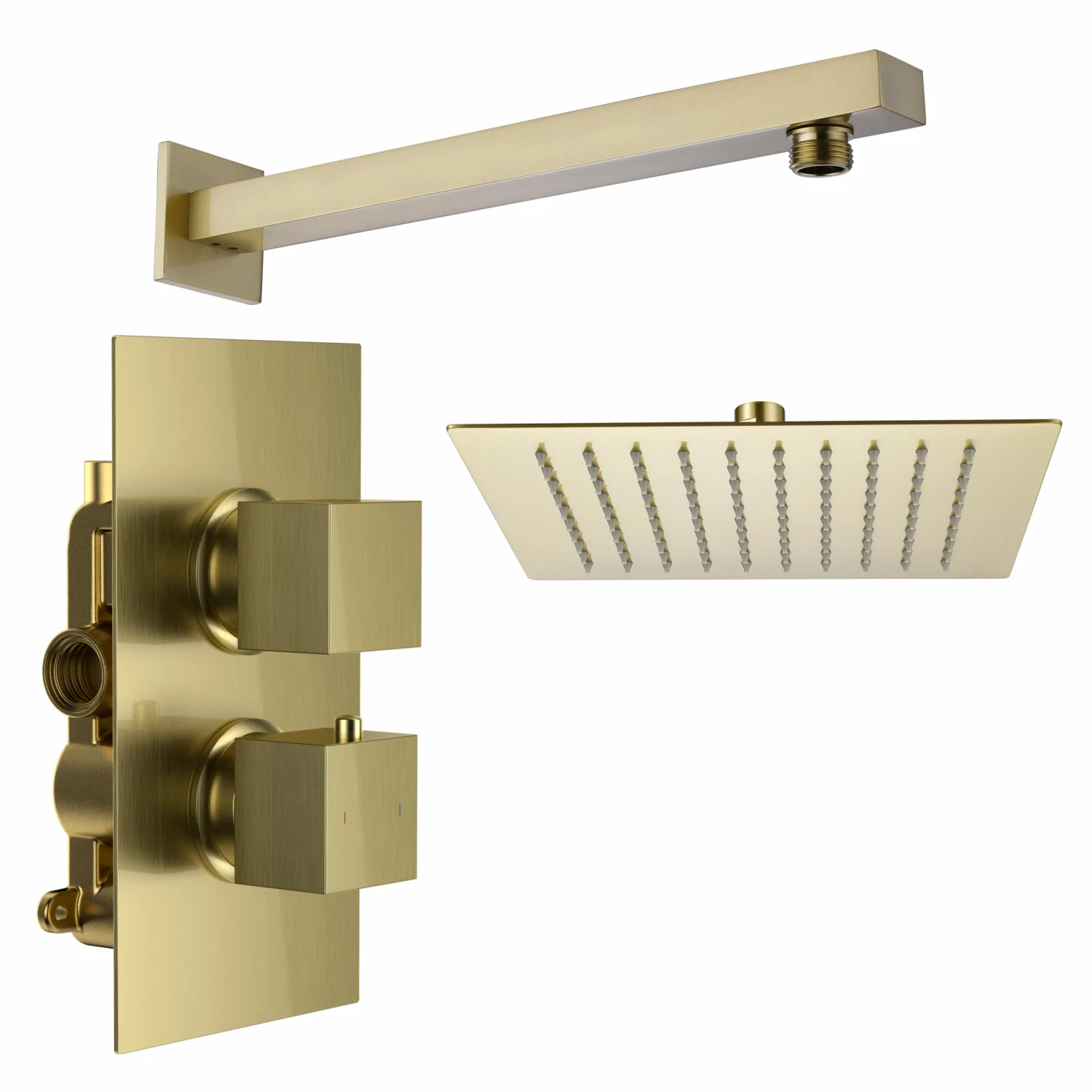 Harbour Status Brushed Brass Concealed Shower Valve, Fixed Shower Arm & Head 4 Harbour Status Brushed Brass Concealed Shower Valve, Fixed Shower Arm & Head - Image 2