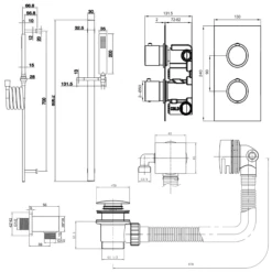 Harbour Status Brushed Brass Shower Package With 2 Outlet Valve, Slide Rail Kit And Overflow Bath Filler -TAP WAREHOUSE Shop harbour status shower valve slide rail kit and filler brushed brass pack tech