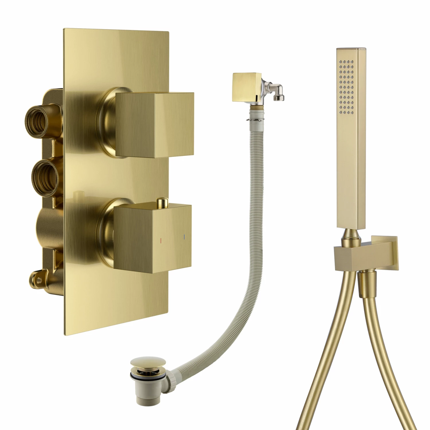 Harbour Status Brushed Brass Shower Package With 2 Outlet Valve, Wall Shower Kit And Overflow Bath Filler 5 Harbour Status Brushed Brass Shower Package With 2 Outlet Valve, Wall Shower Kit And Overflow Bath Filler - Image 3
