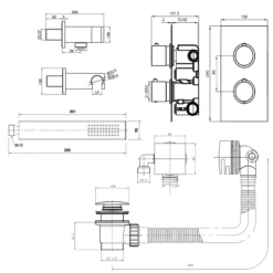 Harbour Status Brushed Brass Shower Package With 2 Outlet Valve, Wall Shower Kit And Overflow Bath Filler 9 Harbour Status Brushed Brass Shower Package With 2 Outlet Valve, Wall Shower Kit And Overflow Bath Filler -TAP WAREHOUSE Shop harbour status shower valve wall handset and filler brushed brass pack tech