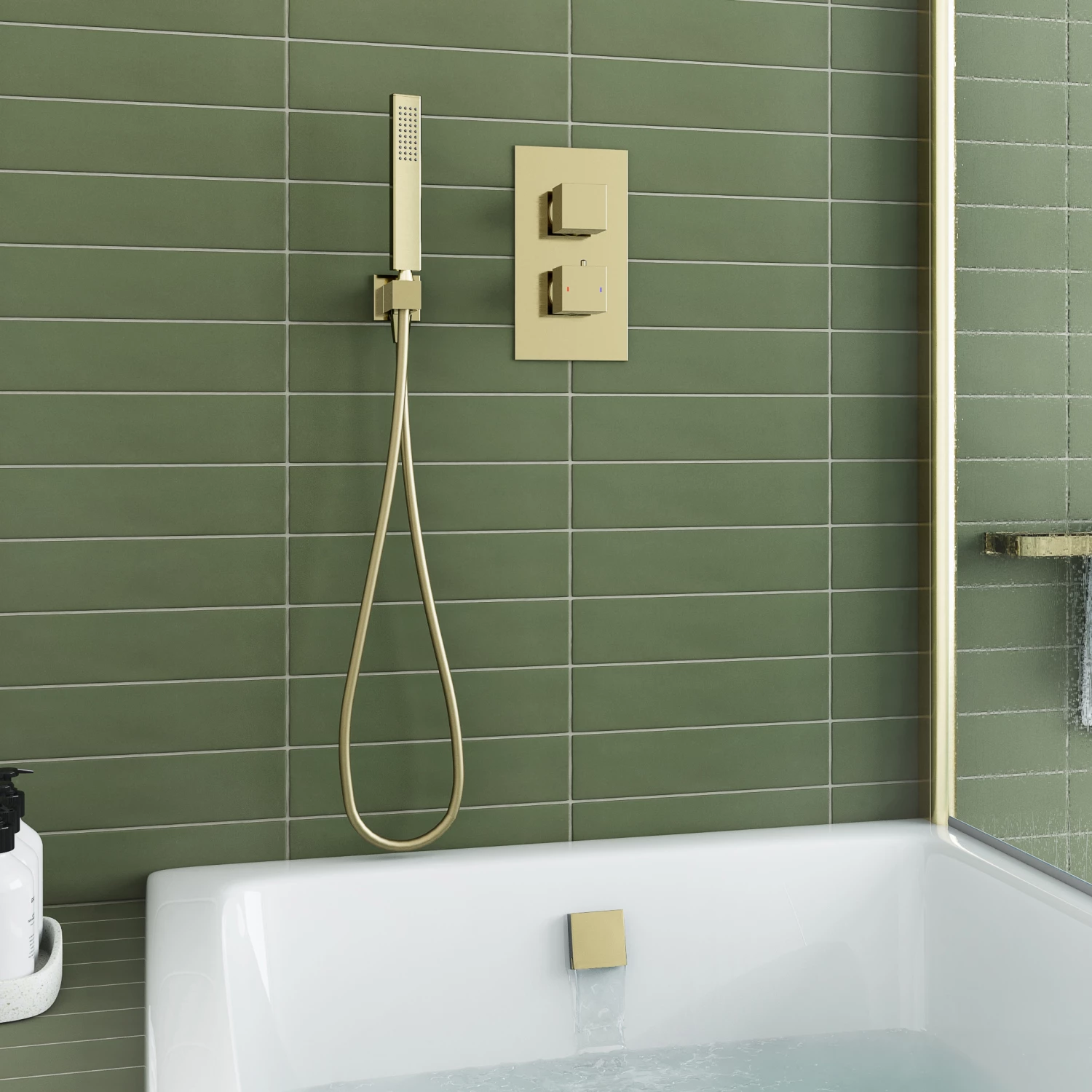 Harbour Status Brushed Brass Shower Package With 2 Outlet Valve, Wall Shower Kit And Overflow Bath Filler 3 Harbour Status Brushed Brass Shower Package With 2 Outlet Valve, Wall Shower Kit And Overflow Bath Filler