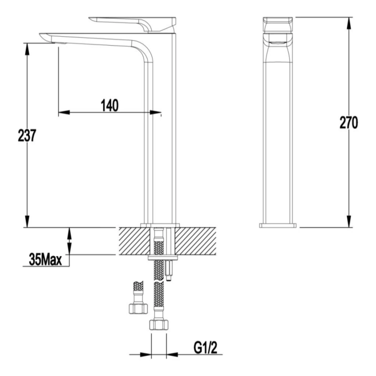 Harbour Status Tall Basin Mixer Tap - Brushed Brass 4 Harbour Status Tall Basin Mixer Tap - Brushed Brass - Image 2