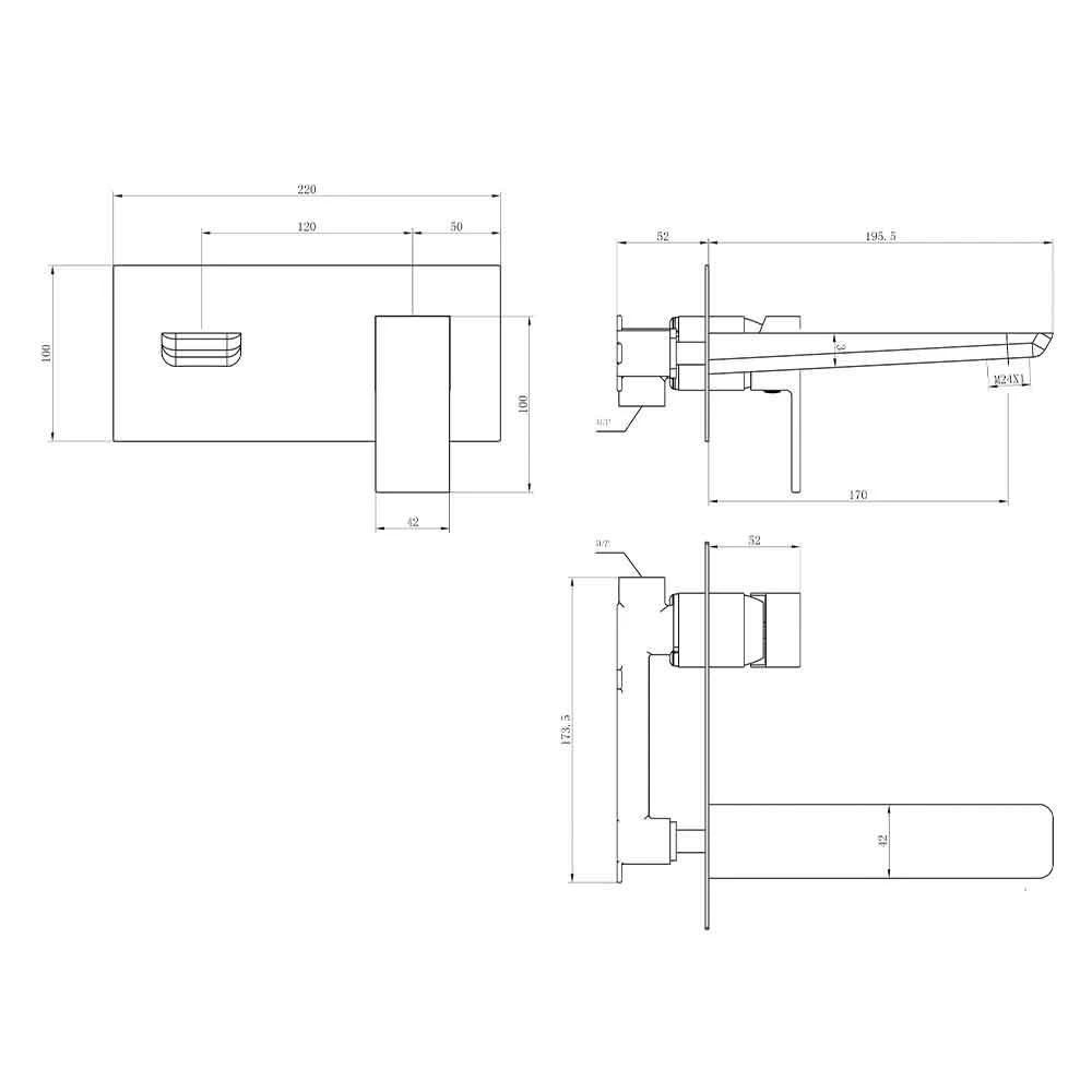 Harbour Status Matt Black Wall Mounted Basin Mixer Tap 5 Harbour Status Matt Black Wall Mounted Basin Mixer Tap - Image 3